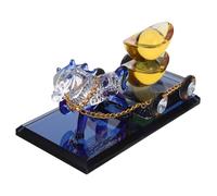 Amosfun Crystal Horse Carriage Figurine Year Horse Feng Shui Wealth Ornament Crystal Glass Carriage Decor Chinese Yuanbao Collectible for Home Office