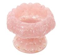Amosfun Crystal Lotus Flower Jewelry Dish with Natural Pink Crystal Chips - Footed Trinket Bowl for Necklace, Ring, and Key Organizer - Decorative Vanity Table Accessory for Home