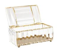 Amosfun Crystal Tissue Box Holder with Lid, Thicken Napkin Container for Living Room, Decorative Paper Towel Dispenser for Home Bathroom