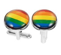 Amosfun Cuff Links Easy to Use Versatile Accessory Zinc Alloy Rainbow Pattern Classic Trendy Fashion Style Men's for Formal Occasions