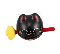 Amosfun Cute Cat Design Wooden Fish Percussion Instrument Natural Fish Toy for Boy Girl Adults Compact Office Musical Toy with Mallet Charming Portable Decorative Element for Relaxation An