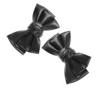 Amosfun Detachable Black Leather Bow Shoe Clips for Women Dress Shoes Bridal Wedding 1 Pair for High Heels