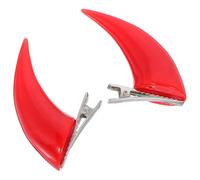 Amosfun Devil Horns Hair Clips Red Artificial Horns for Halloween 1 Pair Creative Resin Clip-on Hairpins with Easy Attachment and Removal for Women at Parties and Festivals