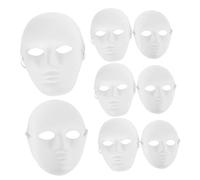 Amosfun DIY Blank Masks 8PCS White Full Face Masks Masquerade Masks for