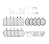 Amosfun DIY Bouquet Photo Charm Pin Brooch Making Kit Alloy Tray Decorative Elements Silver Not Easy to Deform for Anniversary Birthday