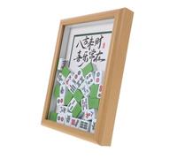 Amosfun DIY Mahjong Tile Photo Frame Wooden Shadow Box for Home Desktop Display Traditional Chinese Mahjong Themed Photo Holder Solid Wood Frame Tabletop Decoration