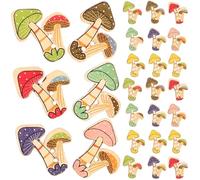 Amosfun DIY Sewing Wooden Buttons 50Pcs Mushroom Design, Small Craft Buttons for Clothing Replacement and Embellishments on Coats and Shirts