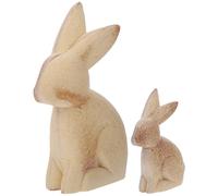 Amosfun DIY Wooden Animal Ornaments 1 Pair Unfinished Solid Wood Rabbit Crafts for Painting Creative Desktop Decor Home Office Easter Decoration