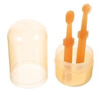 Amosfun Dog Toothbrushes Portable Pet Toothbrush Single-Head Brush Silicone Plastic with Storage Box Easy to Carry Prevents Tartar for Pet Oral Care