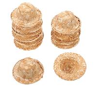Amosfun Doll Miniature Woven Straw Hat: Knitting Hat Doll Straw Cap Natural Mini Hat Small Pet Sun Cap for DIY Crafts Handcraft Doll Toy, Beige, 6CM 12PCS