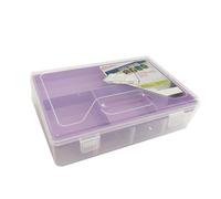 Amosfun Double-Deck Storage Box Case Multifunctional Pen Storage Box Large Capacity Plastic Organizer Keeps Stationery Neat for Office and School Use