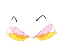 Amosfun Dragonfly Wings Glasses Lightweight Photo Props for Party Holiday Weddings Creative Pink Yellow Frame Stylish Festival Eyewear for Women and Men