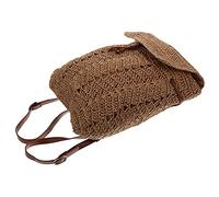 Amosfun Drawstring Backpack Straw Woven Storage Bag Unique Fashionable Woman Shoulder Bag Practical Lightweight for Lady