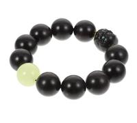 Amosfun Ebony Black Buddhist Beads Bracelet Vintage Retro Style Comfortable Smooth Surface Creative Wood Beads Jewelry Chain for Crafting
