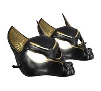 Amosfun Egyptian Anubis Mask 2PCS Lightweight Plastic Mask Adjustable Elastic for Boys and Girls Adults Halloween Cosplay Masquerade Party Photo Prop