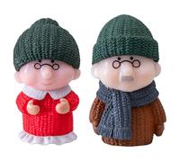 Amosfun Elderly Couple Figurines Winter Plastic Ornaments Wedding Anniversary Cake Decorations Romantic Lasting Love Statue Gift for Married Family