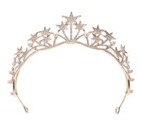 Amosfun Elegant Bridal Crown Hair Accessory for Bride with Crystal Studded Rhinestone and Pearl Design, Zinc Alloy Material, Easy to Attach and Safe, for Weddings and Dances