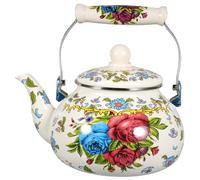 Amosfun Elegant Enamel Tea 2.5l Kitchen Water Pot Tea Infuser for Stove Top Unique Random Style