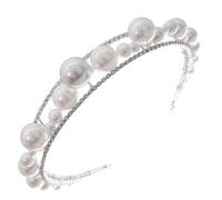 Amosfun Elegant Pearl Hair Headband for Women Silver Alloy Lightweight Bridal Headband Suitable for Prom and Pageant Wearing High-end Hair Accessory without Fading
