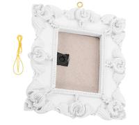 Amosfun Embossed White Christmas Photo Frame Ornament for Garland Vintage Style Hanging Picture Insert for Xmas Tree Decoration Easy Wall Tabletop Display Holiday Party Decor