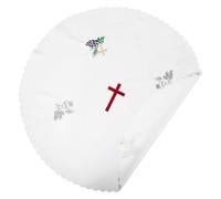 Amosfun Embroidered Holy Communion Round Table Cover, Thickened Wrinkle-Resistant Polyester Altar Cloth for Church Rituals and Religious Banquets