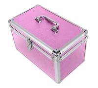 Amosfun European Style Aluminum Alloy Storage Case Portable Privacy Storage Box for Home and Workshop Large Capacity Organizer Handle for Pills and Personal Items Pink