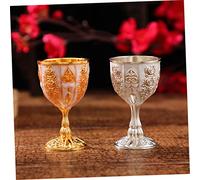 Amosfun European Zinc Alloy Liquor Cup Decorative Goblet with Engraved Rose Pattern Vintage Silver Metal Wine Glass for Home Restaurant Party Wedding and Use