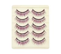 Amosfun False Eyelashes 5 Pairs Purple Art Eyelashes Exaggerated Lashes with Chemical Fiber Hard Stem Lightweight Comfortable for Party and Performance Makeup