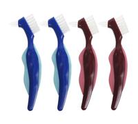 Amosfun False Tooth Brush Pp Material 4pcs Travel Size Dual Heads for Braces Cleaning and Denture Care