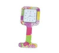 Amosfun Fashion Printed Silicone Nurse Watch Durable Pocket Timepiece for Medical Professionals Stylish Square Design Random Color Patterns Easy to Read Nurses and Doctors