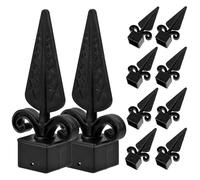Amosfun Fence Post Caps Plastic 10Pcs Black Replacement Finials with Molded Design for Porch Gate Posts Column Wraps 4.52X2.36X1.18 Inch Garden Fence Accessory