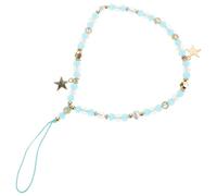 Amosfun Five-Star Beaded Phone Charm Strap Versatile Accessory Anti-Lost Chic Crystal Alloy Natural Stones Blue Phone Pendant for Women