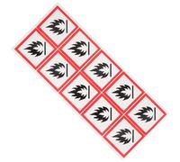 Amosfun Flammable Liquid Warning Signs 10pcs 5x5cm Pvc Self-adhesive Safety Labels Caution Hazard Stickers for Industrial Chemical Storage
