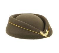 Amosfun Flight Attendant Beret Hat for Women, 55cm Wool Felt Stewardess Cap, Decorative Air Hostess Beret in Green, Soft Acrylic Fiber, Suitable for Uniform and Cosplay