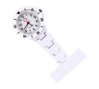 Amosfun Fob Pocket Watch with Plastic Case White Hanging Clip Medical Nursing Watch for Women Students