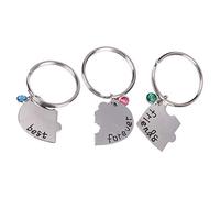 Amosfun Friendship Best Friends Forever Key Chain Ring BFF Split Heart Puzzle Matching Keychain for Backpack Bag Pendant Three Pieces