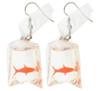 Amosfun Funny Fish in Bag Earrings Resin Personality Goldfish Water Bag Dangle Earrings Dangle Hook Earrings Charm Gift for Girls Women