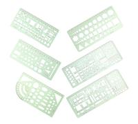 Amosfun Geometric Architecture Drawing Template Set, 6pcs Pet Hollow Circle Rulers, Architect Scale Rulers, Stencils for Professional Drafting and School Office Use