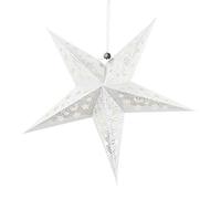 Amosfun Glitter Star Paper Lantern Paper Star Ceiling Lampshade with Hollow and Moon Decoration for Christmas Wedding Birthday Party Nursery Room 45cm (Silver)
