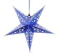 Amosfun Glitter Star Paper Star Ceiling Lampshade with Hollow and Moon Decoration for Christmas Wedding Birthday Party Nursery Room 45cm (Blue)