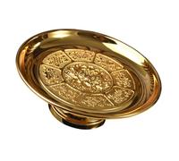 Amosfun Golden Alloy Lotus Flower Fruit Bowl Temple Fruit Holder Space-saving Religious Tribute Plate Offering Tray for Temple Worship and Home Decoration