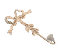 Amosfun Golden Metal Bow Knot Decorative Wall Hook for Bathroom Kitchen Living Room - Small Cute Bow Hanging Hook with Screw, Party Wreath and Towel Holder for Home Storage