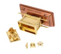 Amosfun Golden Religious Statue Ark the Covenant Figurine with Functional Lid and 's Rod, Zinc Alloy Spiritual Home Decor for Collection and Faith-based Display