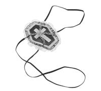 Amosfun Gothic Cross Eye Patch for Cosplay with Molded Contoured Profile and Elastic Strap, Black Cloth Single Eye Mask Featuring Lace and Chain, for Halloween Parties and Photoshoots