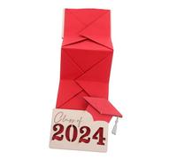 Amosfun Graduation Wooden Card Holder Elegant Foldable Design for Business Personal Use Compact Card Organizer for Desk Stylish Graduation Red Color