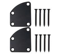 Amosfun Guitar Neck Plates Improves Internal Aesthetics 2pcs Black Stainless Steel with 4-hole Mounting Screws and Extends Structural Integrity for Electric Guitar and Bass