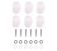 Amosfun Guitar Tuning Peg Knobs Replacement Set Semicircle Plastic Machine Head Buttons 6 Pcs with White and Black Ferrules, Polished Finish for Easy Tuning for Acoustic Guitars