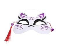 Amosfun Half Mask Masquerade Halloween Party Cosplay Fox Mask Japanese Style Plastic Tassel Comfortable Lightweight Adult Carnivals 7.66x6.29x1.18in