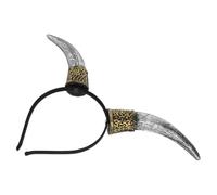 Amosfun Halloween Devil Horns Headband for Adults, Silver Pu Material with Detachable Three-dimensional Horns, Stable Wearing and Reusable Gothic Headwear for Cosplay Costume Party
