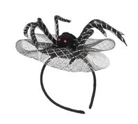 Amosfun Halloween Spider Headband Spider Web Hair Hoop Hat Creepy Headwear For Halloween Scary Costume Cosplay Props (Black Silver)